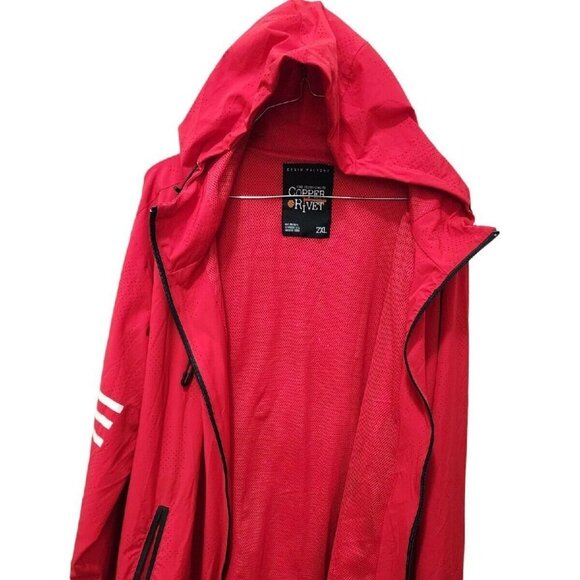 Red Jacket Copper Rivet Zip Up Urban windbreaker Jacket Perforated HYPE PREOWNED - Picture 3 of 7
